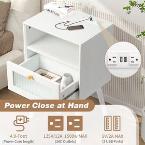 Comodino in Legno Stile Mid-Century con 1 Cassetto, Tavolino Laterale per Soggiorno e Camera da Letto, Ideale per Appartamenti - Product Image 3