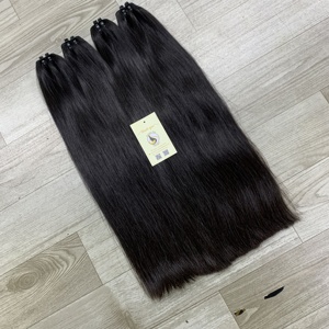 Premium cuticules alignés brut vietnamien Double dessiné naturel noir faisceaux de cheveux humains Extensions de trame de la Machine - Product Image 5