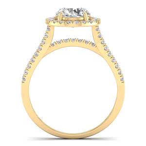 Bague de fiançailles REYES en or massif 14 carats, minimaliste, avec halo de diamants de laboratoire HPHT CVD taille ronde 1,8 carat, best-seller - Product Image 4
