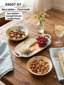 Sous-plats en céramique de luxe de style antique, blancs avec décor floral bleu sous glaçure, écologiques, lavables, diamètre 300 mm - Product Image 2