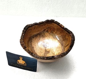 Bol de service en bois au design moderne, écologique, style américain, finition miroir non enduite, vaisselle, bol de service alimentaire - Product Image 3