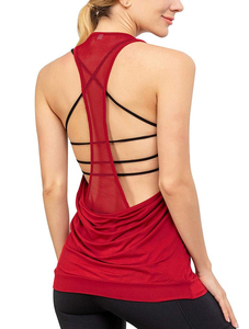 Camiseta sin mangas roja de moda para mujer, cuello redondo, tejido sólido, de secado rápido, deportiva, sin mangas, de primera calidad - Product Image 2