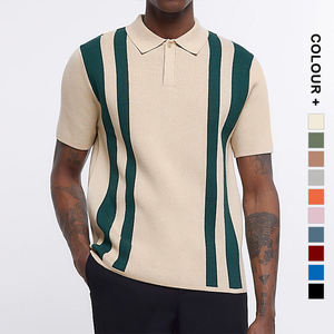 Camiseta de Punto para Hombre, Manga Corta, Estilo Suéter de Primavera/Verano con Diseño de Rayas - Product Image 2