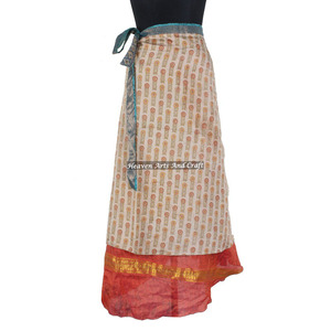 Faldas de Seda Vintage Indias Multiusos, Nueva Moda de Verano para Mujer, Falda Cruzada Asimétrica con Estampado de Flores Rojas de Estilo Vintage - Product Image 6
