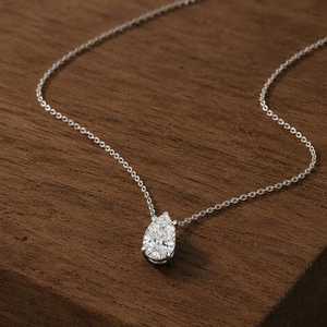 Collier pendentif goutte d'eau en diamant de laboratoire taille brillant poire, or massif 10k 14k 18k, clarté E VVS 1 carat, avec chaîne à billes - Product Image 3