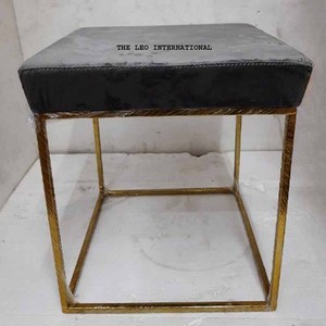 Glossy Finished Ottoman <b>Stool</b> Stainless Steel Foam and Fabric Material Home Hotel Restaurant Use Ottoman <b>Stool</b> - Product Image 1