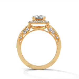 แหวนเพชรทรงกลมประดับเพชรรอบวงทองคำโรสโกลด์ 14K สำหรับเจ้าสาว - Product Image 2