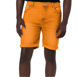 Shorts Bermuda en jean délavé bleu clair pour homme, taille mi-haute, fermeture boutonnée, décontracté, en coton - Product Image 3