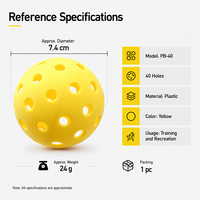 Balles de pickleball jaunes à 40 trous, en plastique durable, haute visibilité, pour l'entraînement, les clubs, le jeu récréatif, logo personnalisé, vente en gros