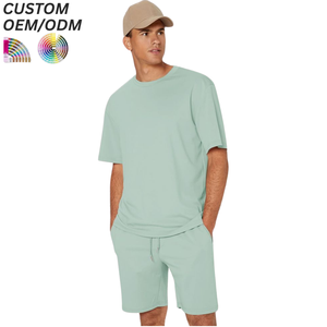 Ensembles de t-shirts décontractés en coton respirant pour hommes, style streetwear, avec logo personnalisé, support OEM/ODM pour la fabrication de marques - Product Image 1