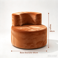 Fauteuil rond en velours de style français, fauteuil rembourré, camel, crème, beige, vert forêt, bleu brume, gris