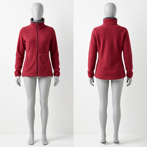 Veste en polaire anti-bouloches 320 GSM, col contrastant rouge, style personnalisé, broderie, logo imprimé en silicone, OEM, randonnée hivernale - Product Image 1