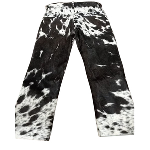 Factory Price Customized Design High Waisted Straight Wide Leg Casual Button Fly Heavyweight Cowhide <b>Leather</b> <b>Pants</b> for <b>Men</b> - Product Image 2