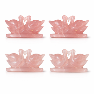 Wholesale Natural Rose Quartz Gemstone Swan Pair Carving Duck Love Birds <b>Statue</b> Feng Shui Healing Home Decor Gift - Product Image 3