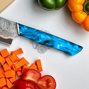 Couteau de Chef Professionnel Japonais en Cuivre Damas Fait Main de Luxe, Lame Ambidextre de 8 Pouces, Manche en Résine – Vente en Gros - Product Image 4