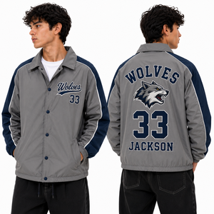 Veste de coach personnalisée avec nom de joueur brodé, numéro d'équipe, coupe-vent léger en nylon, uniforme, exportateur en gros d'usine - Product Image 5
