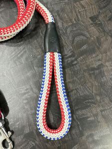 Red White Blue Braided Nylon <b>Dog</b> Leash Durable Slip Lead for Medium <b>Large</b> <b>Dogs</b> Classic Striped Design Independence Day Style - Product Image 4