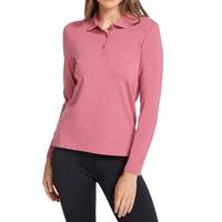 Camiseta Polo de Manga Larga para Niñas, Talla Grande, Cuello Redondo, Informal, Tejida, Poliéster/Algodón, 180g, UPF 50+, Transpirable, Secado Rápido, Anti-Pilling