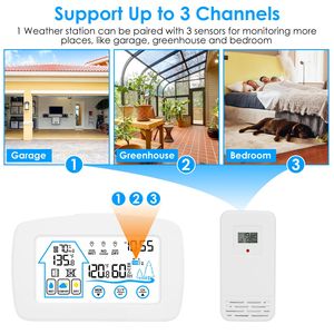 <b>Wireless</b> Indoor/Outdoor 196FT Range Weather Station Clock <b>Temperature</b> & Humidity Monitor <b>Sensor</b> - Product Image 4