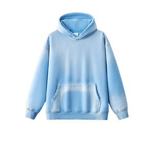 Pull à capuche court pour hommes en coton, patchwork bicolore, effet vieilli, délavé soleil, délavé à l'acide, style vintage, pour fabricants - Product Image 4