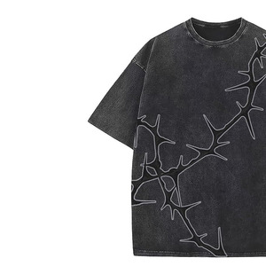 100% Cotton Heavyweight Acid Washed Oversized Crewneck T-Shirt for Men-Vintage Boxy Style Customizable Logo/Color Bulk Wholesale - Product Image 2