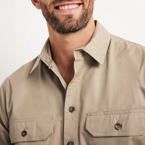 Chemise homme manches longues 100% coton, coupe ample, fermeture demi-boutonnée, indice UPF 50+, légère, pour l'été, idéale pour le travail. - Product Image 5