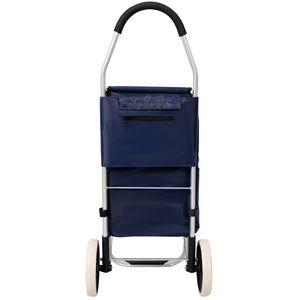 Carrello della spesa pieghevole nero con ruote e borsa rimovibile in tessuto Oxford impermeabile blu - per un shopping pratico - Product Image 4