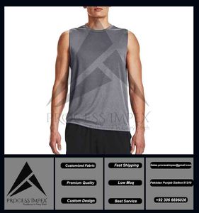 Men sports tank top OEM factory supplier wholesale custom made sleeveless gym workout <b>vest</b> fitness training casual fashion - Product Image 2