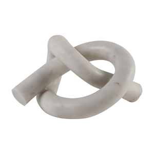Escultura abstracta de nudo de mármol, decoración moderna con símbolo de infinito, adorno de piedra blanca para mesa, decoración minimalista de lujo, arte geométrico. - Product Image 4