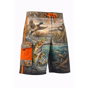 Top Selling High Quality Custom Casual <b>Men's</b> Fitness Fishing Shorts 4 Way Stretch Digital Surf Boardshorts Solid Elastic Waist - Product Image 6