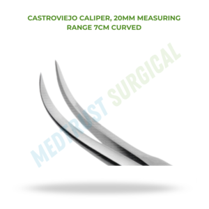 Castroviejo Caliper Curved Surgical Measuring Instrument 20mm Range 7cm Stainless Steel Ophthalmic Tool - Product Image 2