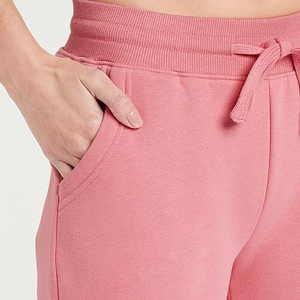 Pastel Pink Heavy Cotton Fleece Women's <b>Jogger</b> Pants <b>Cuffed</b> Hem Wholesale Europe Fall Sports - Product Image 4