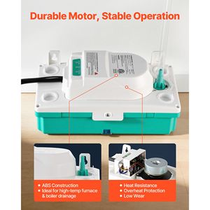 1/24 HP Condensate <b>Pump</b> 110 GPH 24 ft Lift 100-240V Automatic AC Condensation Removal <b>Pump</b> Safety Switch <b>Air</b> Conditioner Parts - Product Image 5