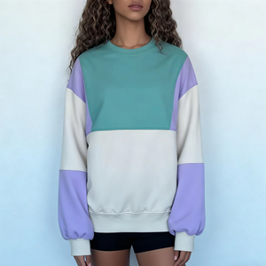 Sudadera con cuello alto y logo frontal personalizado, venta al por mayor de fábrica, para mujer, uso diario, algodón French Terry, estilo oversize - Product Image 3