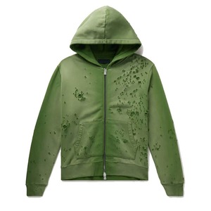Sweat-shirt à capuche zippé vert pour homme, coupe classique, imprimé, en coton French Terry, décontracté, pour l'automne - Product Image 6
