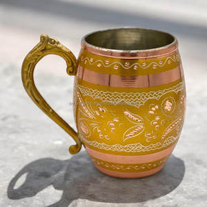 Jarra de cerveza de mula de Moscú hecha a mano, 500ml, cobre chapado en oro, tazas para beber bebidas martilladas, asas - Product Image 2