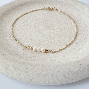 Gold Pearl <b>Bracelet</b> Natural Pearl <b>Bracelet</b> for Women Dainty Jewelry June Birthstone Elegant Handmade Gift for Her - Product Image 1