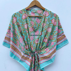 Kaftan en coton imprimé à la main en gros, robe de soirée pour femme, robe longue de plage en coton imprimé, tenue de soirée - Product Image 2