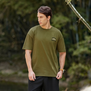 เสื้อยืดโอเวอร์ไซส์ผู้ชายผ้าฝ้าย 100% เนื้อหนา คุณภาพสูง สไตล์สปอร์ต สตรีทแวร์ ชุดออกกำลังกาย พร้อมคุณสมบัติป้องกันขนร่วงและระบายอากาศได้ดี - Product Image 5