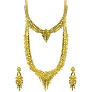 ขายส่งเครื่องประดับแฟชั่นชุบทอง 14K 18K 24K ไมครอน, ชุดสร้อยคอเจ้าสาวแบบครึ่งชุด, ชุดเครื่องประดับเจ้าสาวแบบดั้งเดิม - Product Image 2