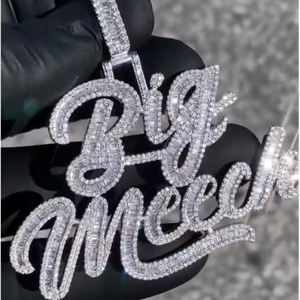 Nuevos Collares con Letras Incrustadas de Diamantes de Imitación Moissanite para Hombre, Estilo Hip Hop, Joyería de Moissanite - Product Image 1