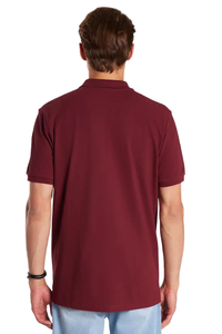 เสื้อโปโลผู้ชายสีน้ำเงินกรมท่า แขนสั้น ผ้าคอตตอนปิเก้ ทรงปกติ สวมใส่สบาย สีพื้น ผ้าถัก ดีไซน์กันยับ - Product Image 5