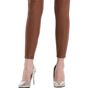 Pantalones de Mujer de Cintura Alta, de Cuero Sintético, Corte Lápiz, Largo al Tobillo, Ajustados, Color Sólido, Transpirables, con Cierre de Botones, a la Moda - Product Image 6