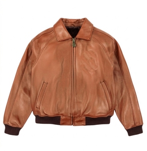 OEM Custom High Quality Genuine <b>Jacket</b> Embossing Motorcycle Racing PU Bomber Zip up Embossed Leather <b>Jacket</b> for <b>Men</b> - Product Image 6