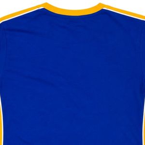Camisa Premium Azul Rey y Dorado Sigma Gamma Rho de Manga Corta con Cuello Redondo, Gráfico de Letras Griegas y Ribete en Contraste, Estilo Casual de Fraternidad - Product Image 3