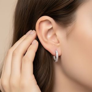 3.60CTW Emerald Cut Lab Grown Diamond <b>Hoop</b> Earrings 14K Gold Channel Setting VVS2 EF <b>Large</b> Step Cut Hinged Huggie Jewelry - Product Image 1