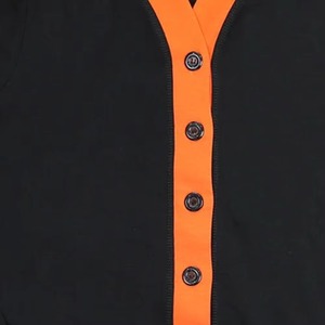 Cardigan d'hiver épais pour homme, noir et orange, col en V, manches longues, double boutonnage, fermeture à boutons, pull tricoté décontracté - Product Image 3