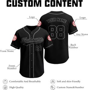 Maillot de baseball personnalisé - Chemise imprimée et brodée sur mesure, ajoutez nom, numéro et logo, uniforme respirant pour hommes, femmes et jeunes - Product Image 2