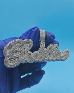 Joyería fina de hip hop, colgante personalizado con inicial en cursiva, plata sólida 925, moissanita VVS, colgante personalizado con incrustaciones de diamantes para regalo. - Product Image 1