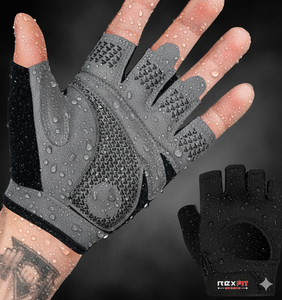 REXFIT Half <b>Finger</b> Gym Gloves PU Leather Moisture Wicking Breathable Adjustable Wrist <b>Strap</b> Unisex Weight Lifting Fitness - Product Image 1